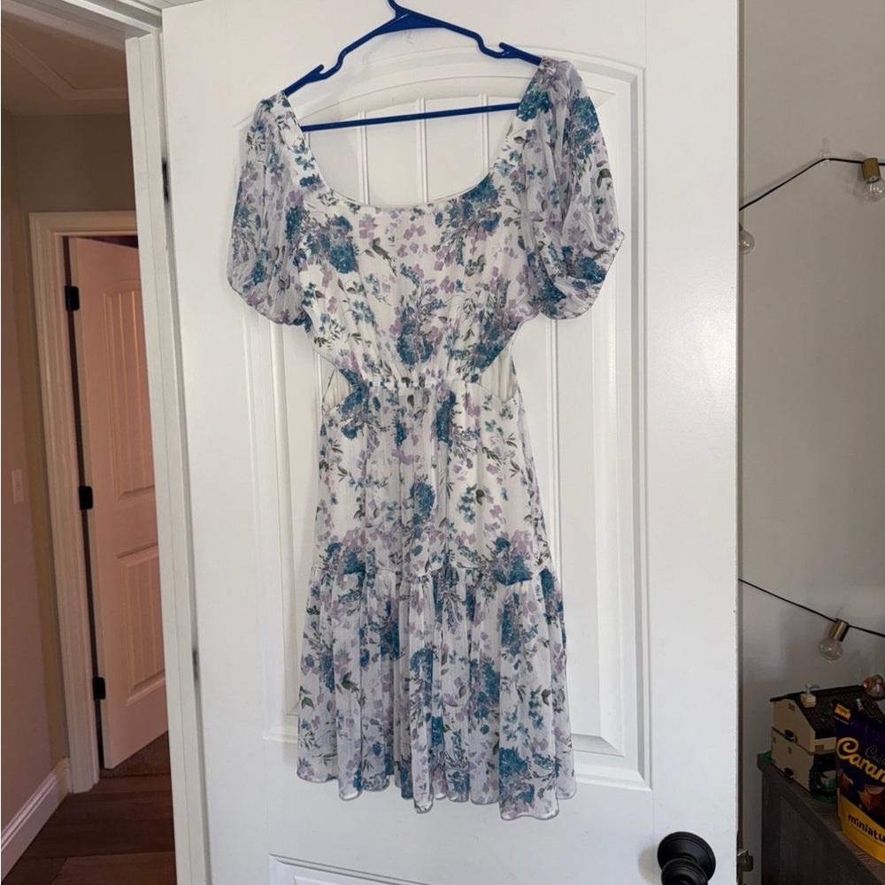 Taylor Blue and White Floral Mini Dress